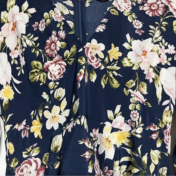SHEIN Navy Floral High-Low Midi Dress – Size M - Picture 9 of 12